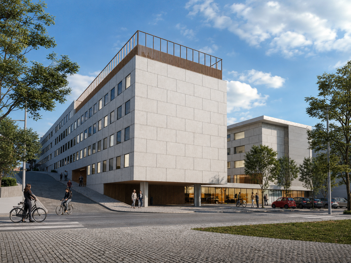 Fachada frontal do Student Residence na Caparica
